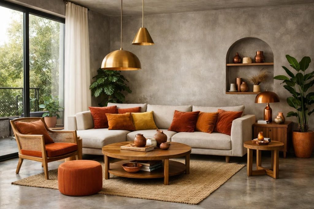 découvrez nos astuces déco pour associer le béton ciré à des couleurs chaudes et créer une ambiance chaleureuse et moderne dans votre intérieur.