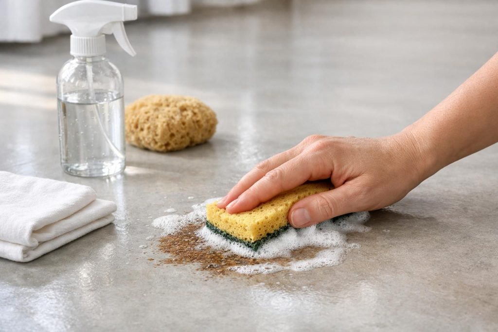 découvrez comment éliminer efficacement les taches tenaces sur le béton ciré sans utiliser de produits agressifs, pour un nettoyage sûr et écologique.