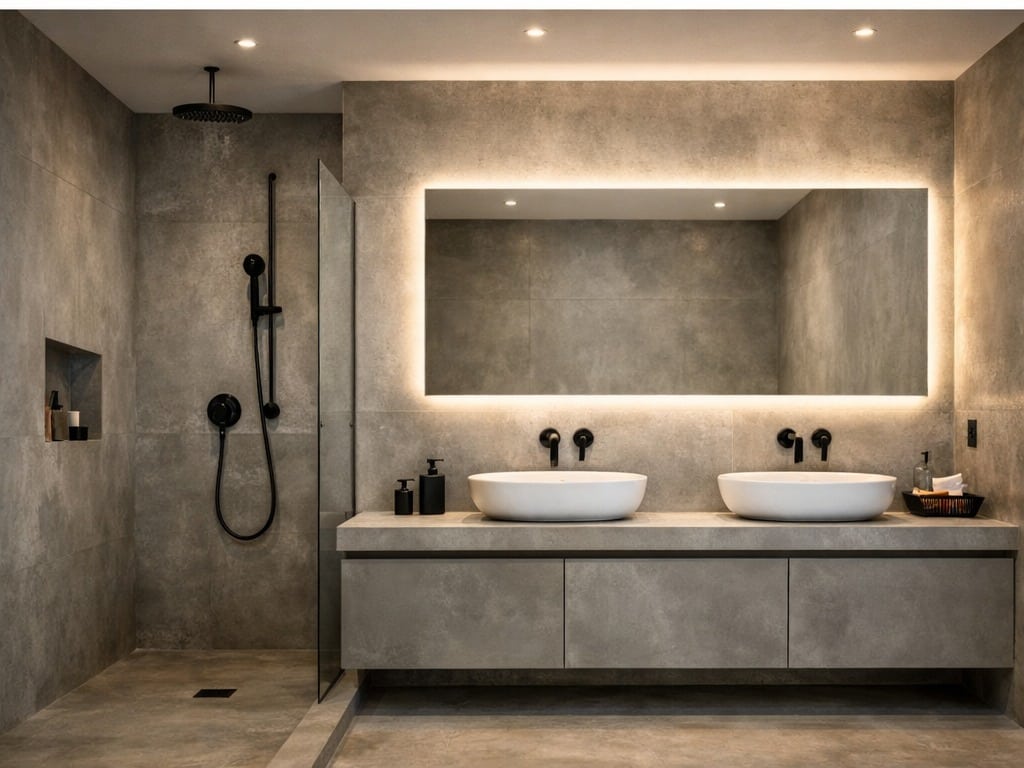 Salle de bain en béton ciré à Arles