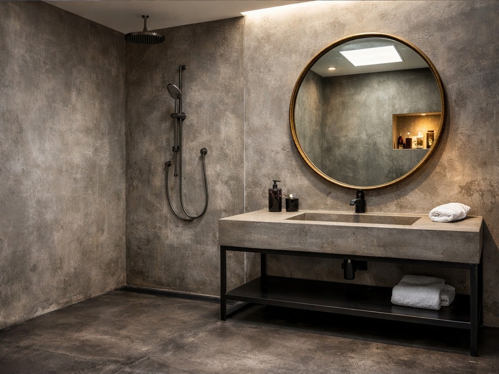 Salle de bain style brut-chic en béton ciré à Fos-sur-Mer