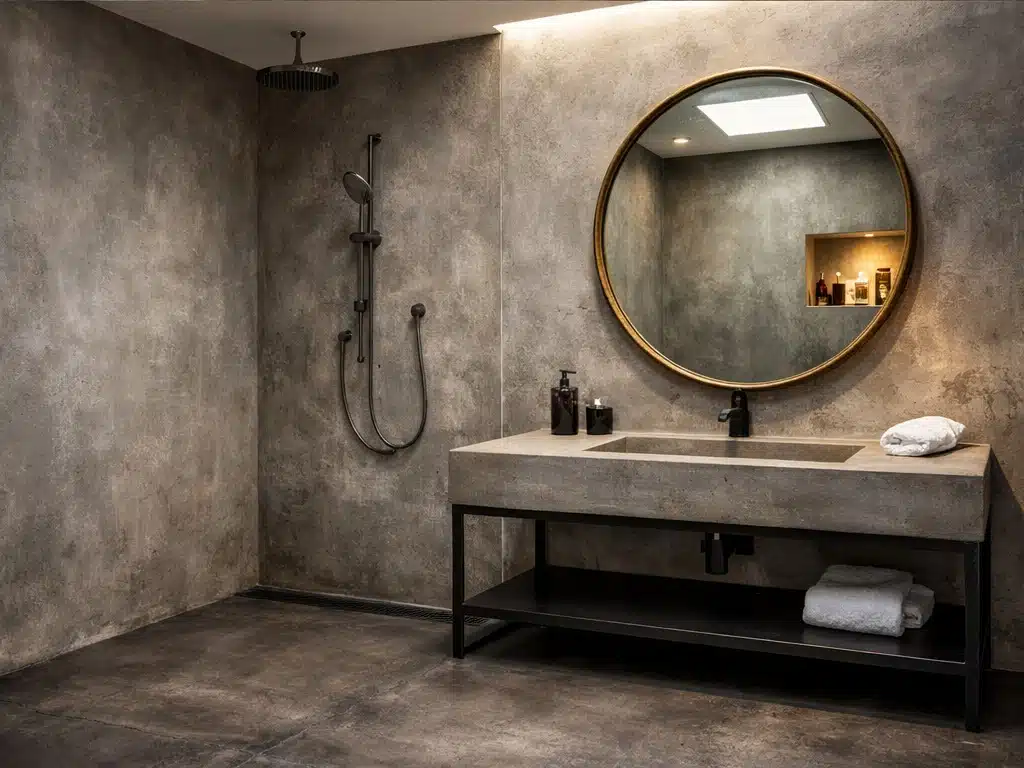 Salle de bain style brut-chic en béton ciré à Fos-sur-Mer