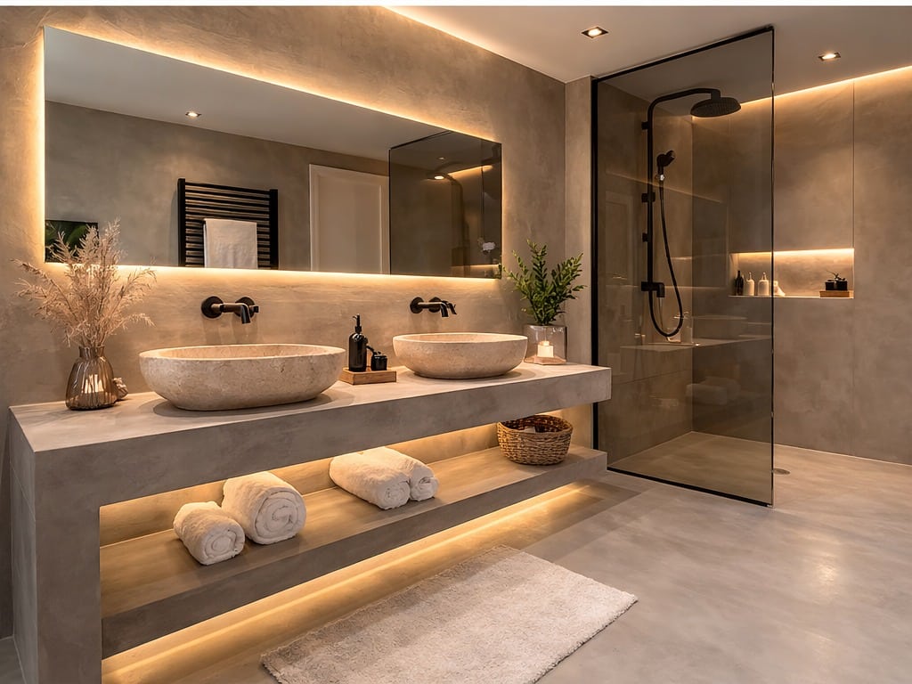 Salle de bain en béton ciré à Istres