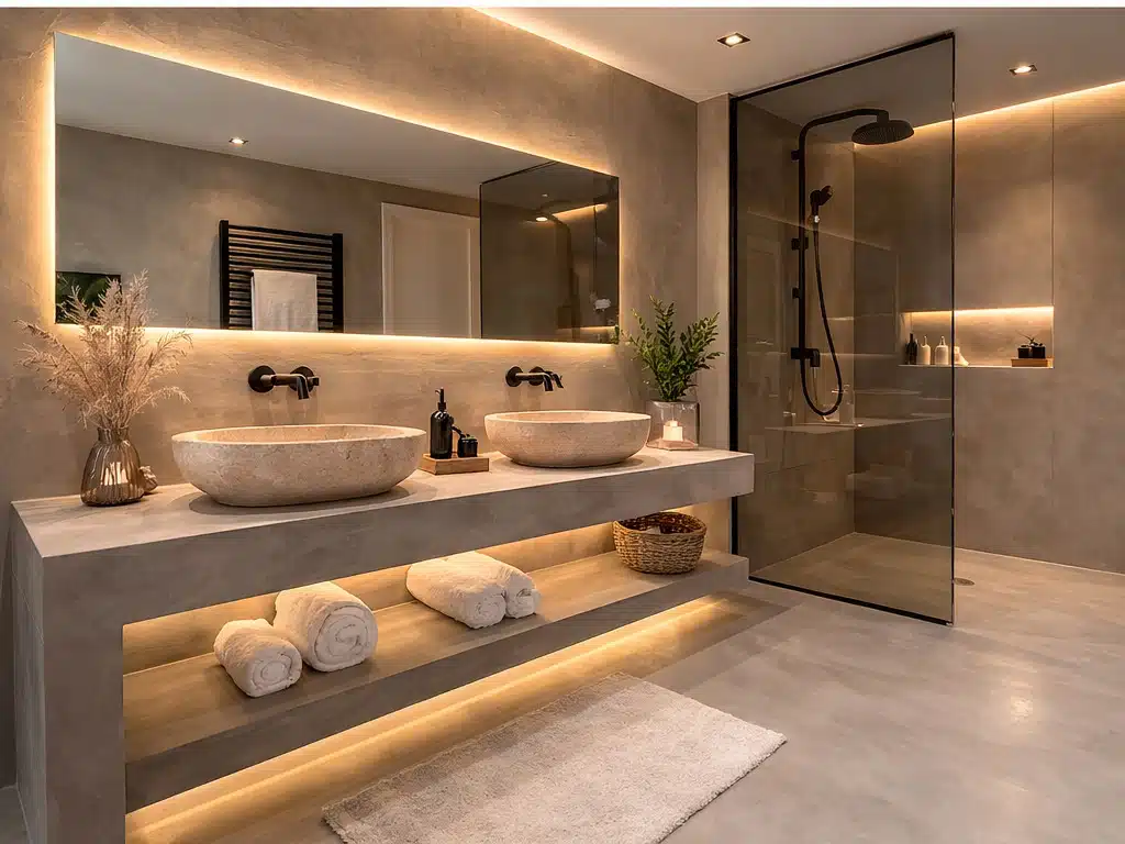 Salle de bain en béton ciré à Istres