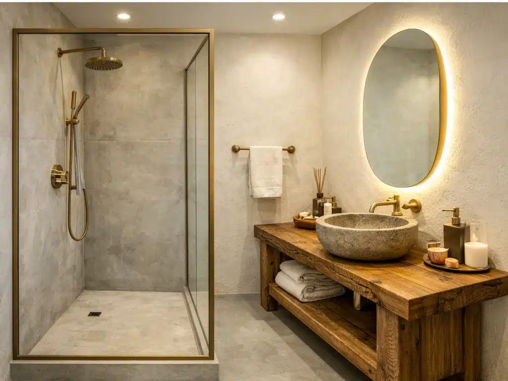 Salle de bain en béton ciré à La Ciotat