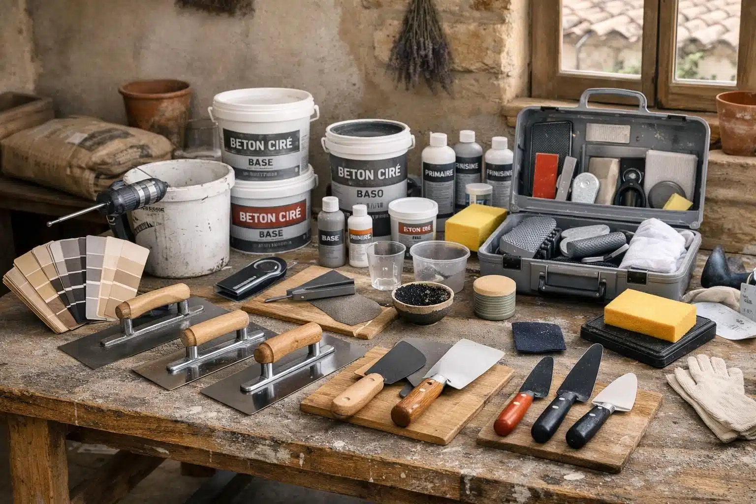 découvrez comment choisir les outils adaptés, comme la taloche et la spatule, pour réussir l'application du béton ciré et obtenir une finition parfaite.