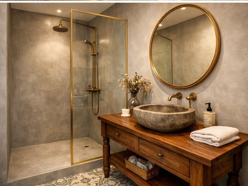 Salle de bain en béton ciré à Avignon